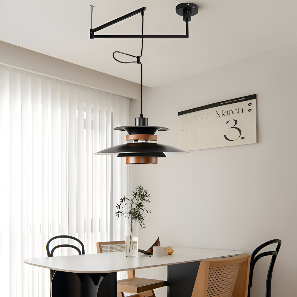 ScandiSwing Pendelleuchten - Metall Holz Wippenarm Hängelampe - Modernes Droplight
