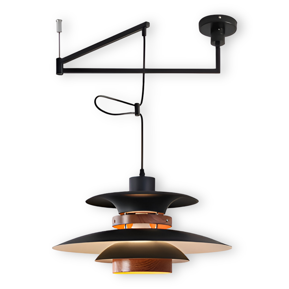 ScandiSwing Pendelleuchten - Metall Holz Wippenarm Hängelampe - Modernes Droplight