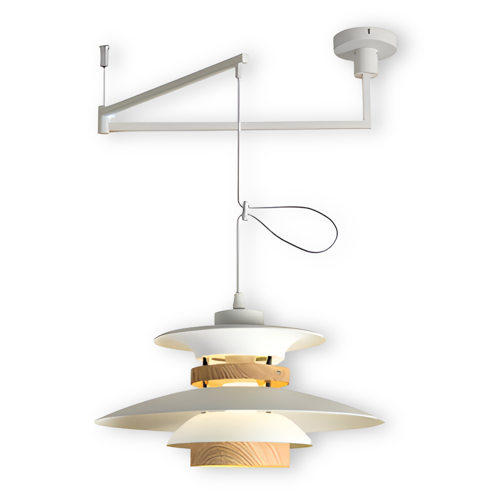 ScandiSwing Pendelleuchten - Metall Holz Wippenarm Hängelampe - Modernes Droplight