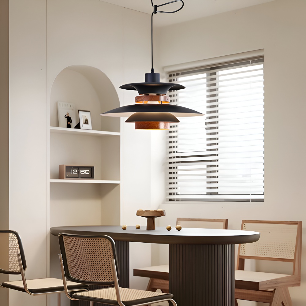 ScandiSwing Pendelleuchten - Metall Holz Wippenarm Hängelampe - Modernes Droplight
