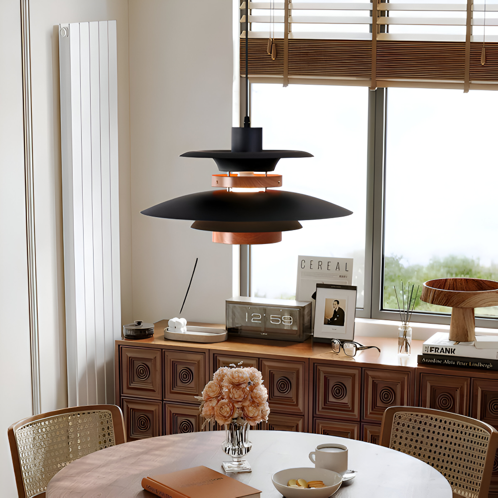 ScandiSwing Pendelleuchten - Metall Holz Wippenarm Hängelampe - Modernes Droplight