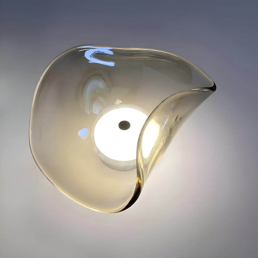 Skandinavisch Inspirierte Gebogene Glas Wandleuchte - LED Wandleuchte für den Innenbereich im Japandi-Design