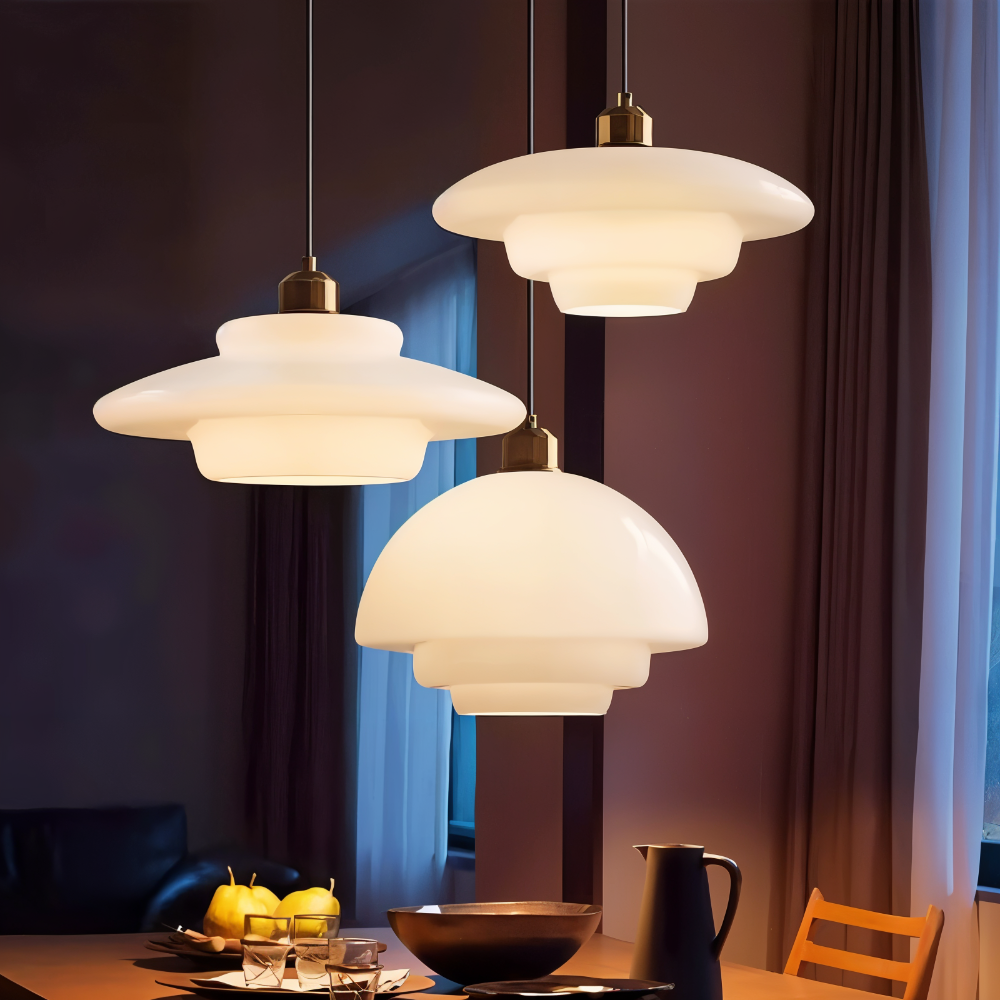 Scandinavian Dream - Nordische Pendelleuchte aus Milchglas mit Schichten