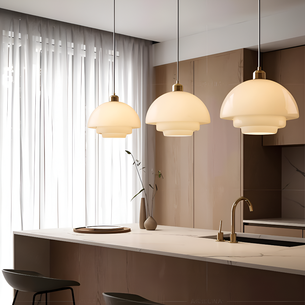 Scandinavian Dream - Nordische Pendelleuchte aus Milchglas mit Schichten