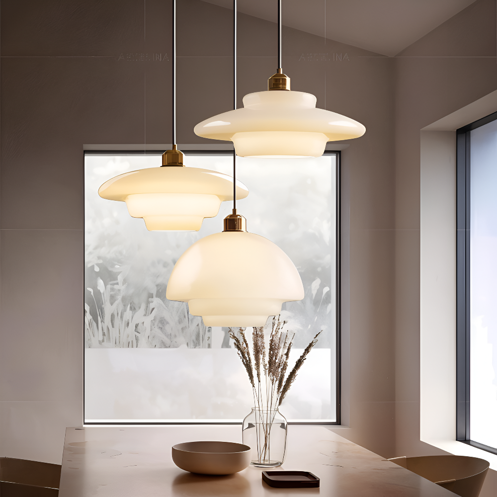 Scandinavian Dream - Nordische Pendelleuchte aus Milchglas mit Schichten
