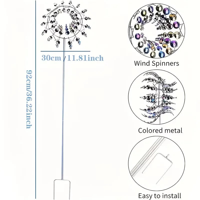 Metall Windrad für Garten – Bunter Kinetischer Windspinner als Dekoration für Rasen, Terrasse & Balkon