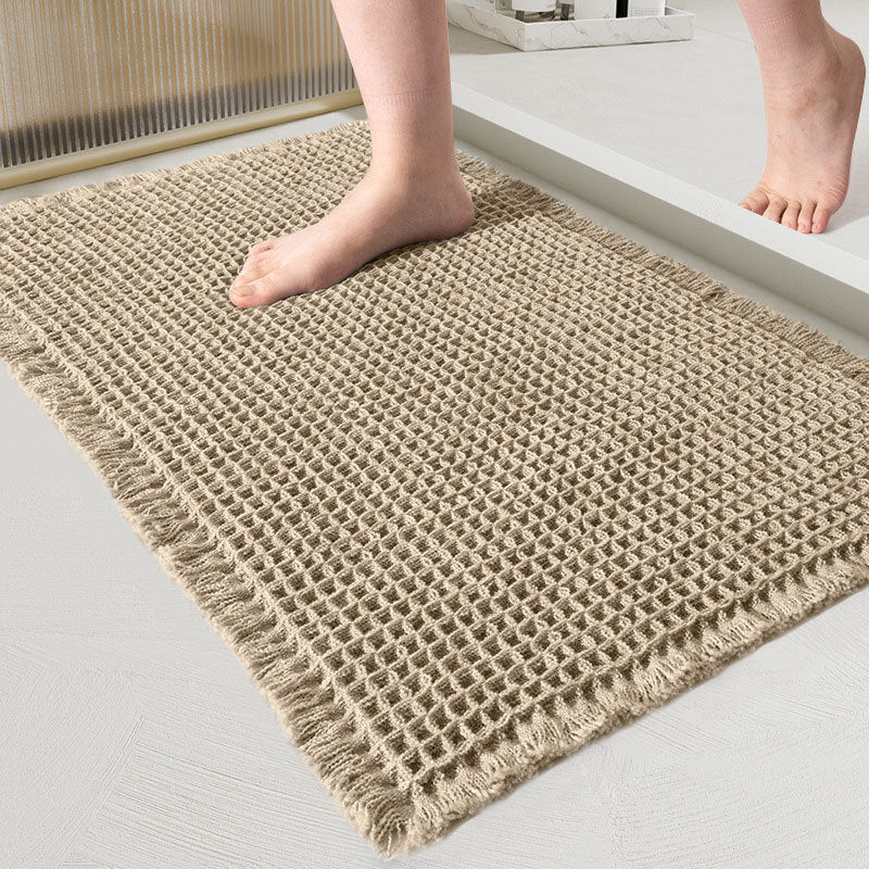 Schnell Trocknende Waffel-Badematte 50x80cm - Ultra-Saugfähiges Polyester Grau für Badezimmer und Küche 0