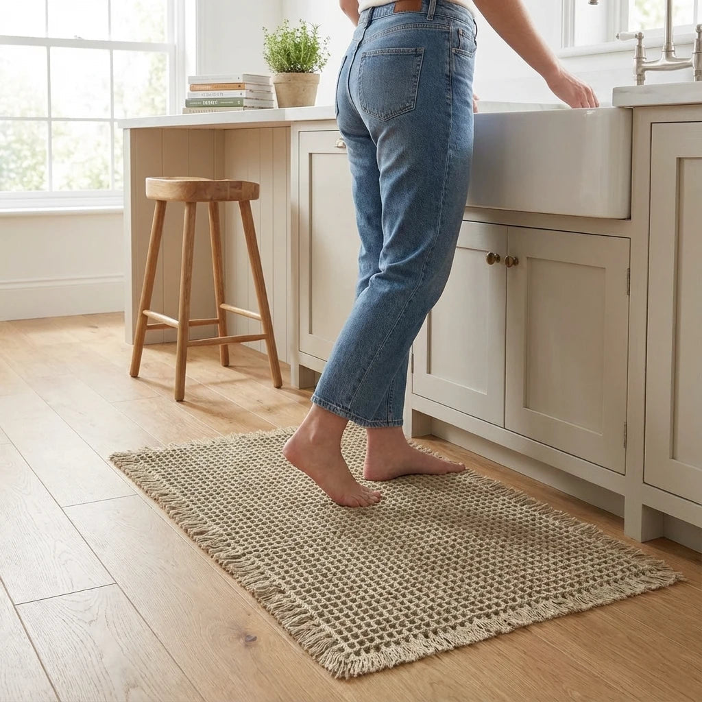 Schnell Trocknende Waffel-Badematte 50x80cm - Ultra-Saugfähiges Polyester Grau für Badezimmer und Küche 6