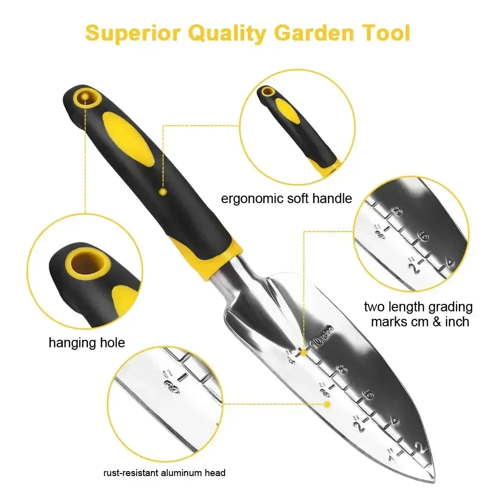 Gartenwerkzeug Set 5-teilig – Ergonomisches Garten Handwerkzeug mit Schaufel, Rechen, Hacke & Gartenschere
