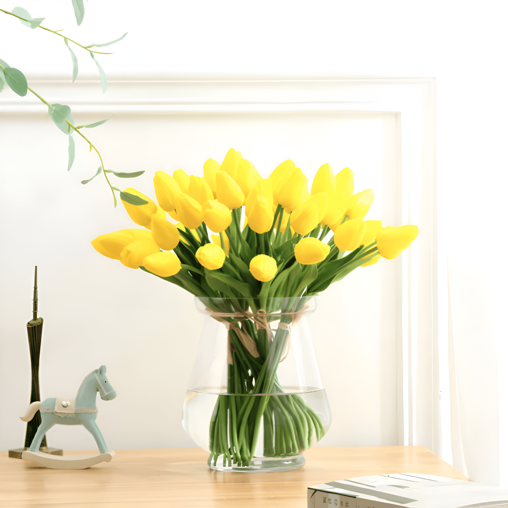 Set aus 6 realistischen Kunst Tulpenblumensträußen für Zuhause, Garten und Partydesign