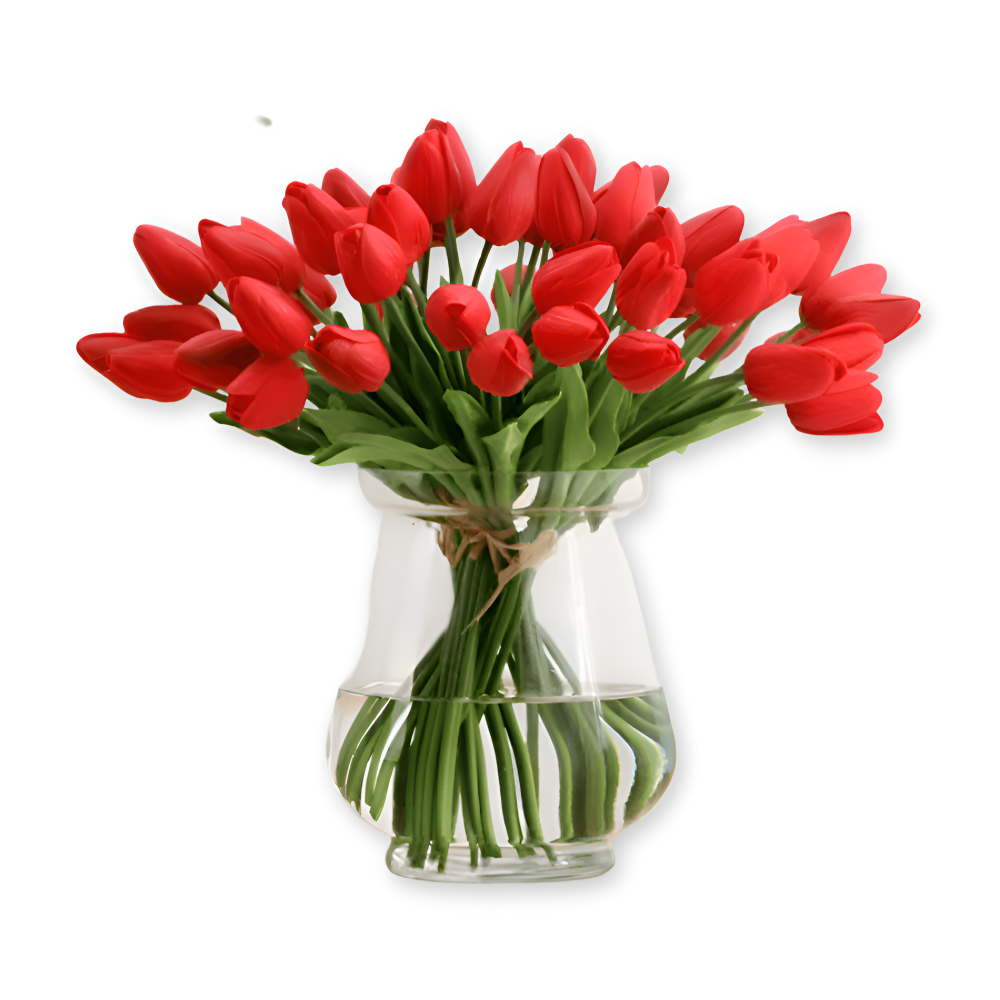 Set aus 6 realistischen Kunst Tulpenblumensträußen für Zuhause, Garten und Partydesign