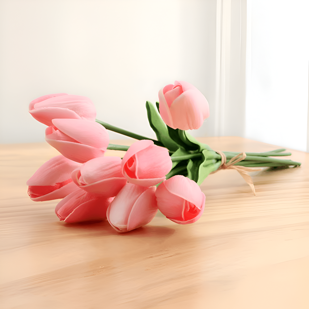 Set aus 6 realistischen Kunst Tulpenblumensträußen für Zuhause, Garten und Partydesign