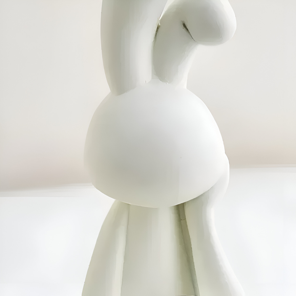 Glänzend Weißer Osterhase - Harz Hase Figur mit Kristallkugel für Osterdeko