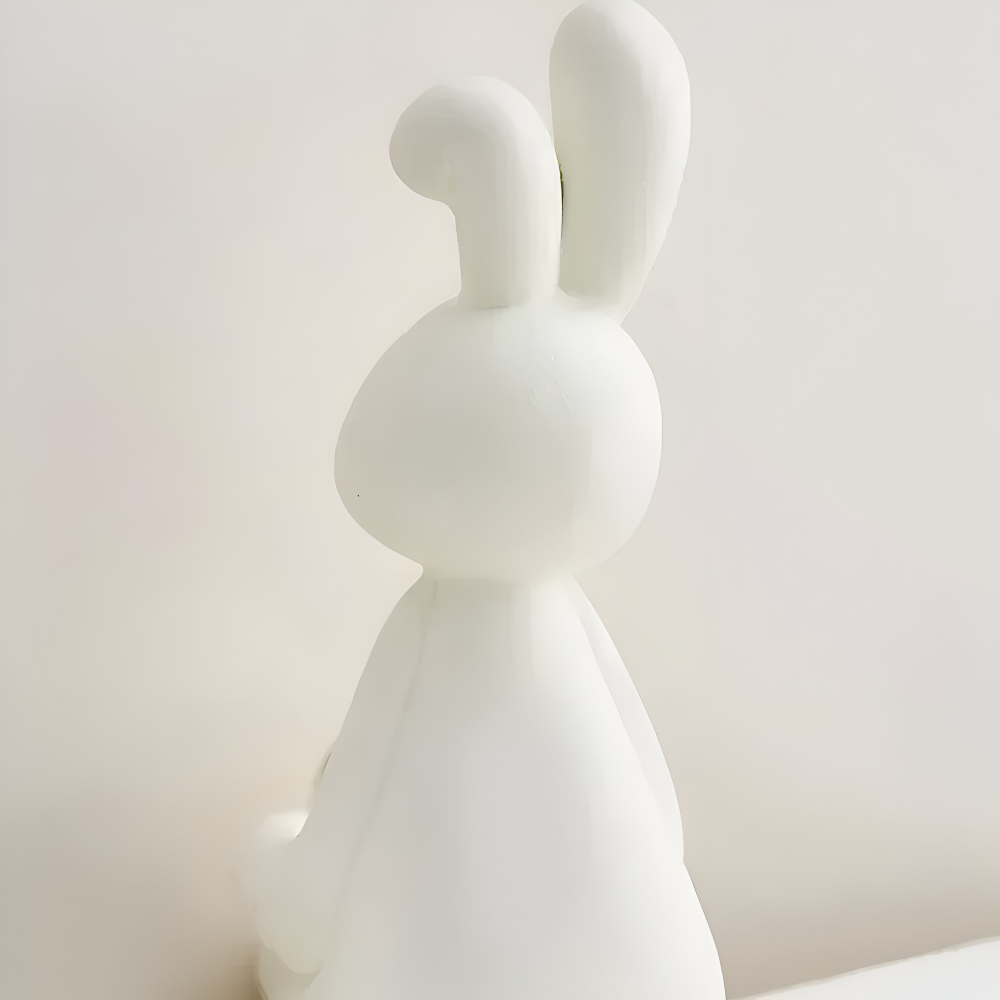 Glänzend Weißer Osterhase - Harz Hase Figur mit Kristallkugel für Osterdeko