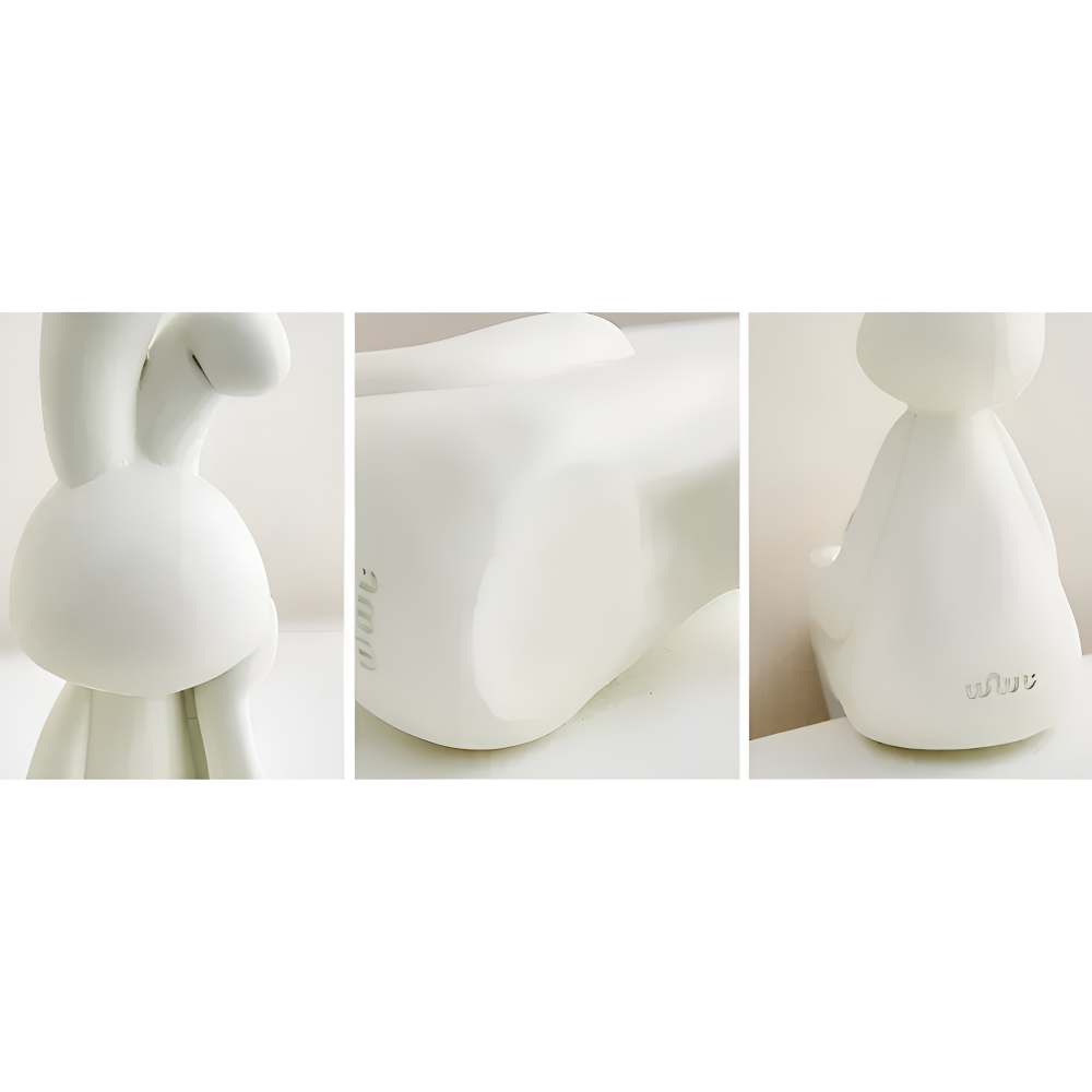 Glänzend Weißer Osterhase - Harz Hase Figur mit Kristallkugel für Osterdeko