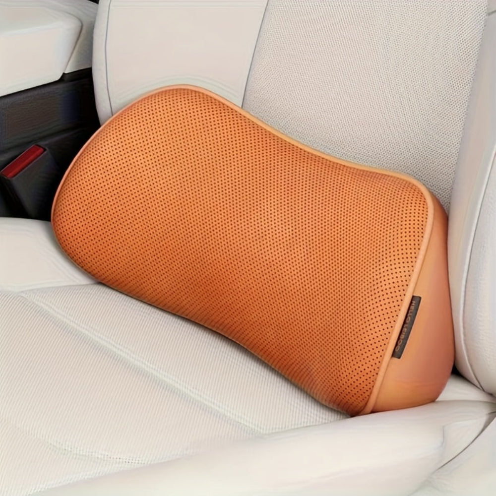 Sitzkissen Lendenstützkissen fürs Auto – Premium Memory-Schaum & Kunstleder, Ergonomisch, Atmungsaktiv, Schwarz