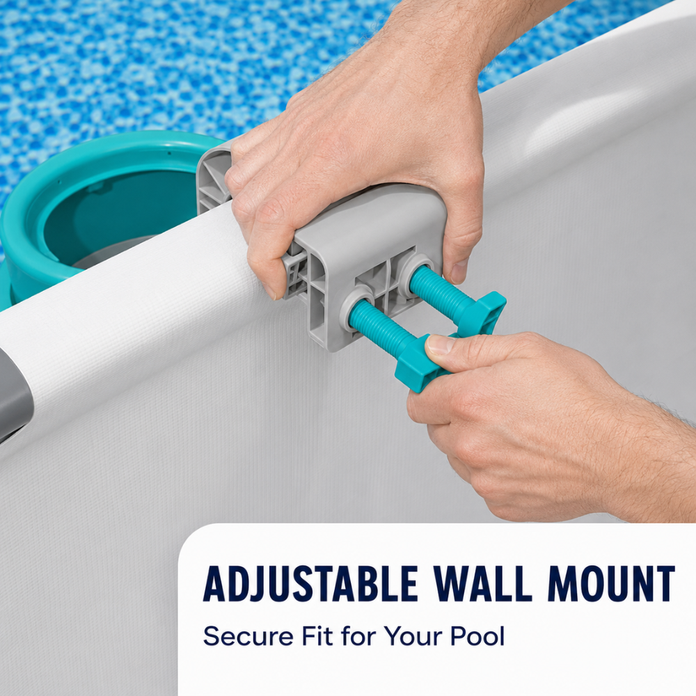 Pool-Oberflächenskimmer für Aufstellpools | Wandmontierter Skimmer mit Schlauch, verstellbarer Halterung und herausnehmbarem Filterkorb
