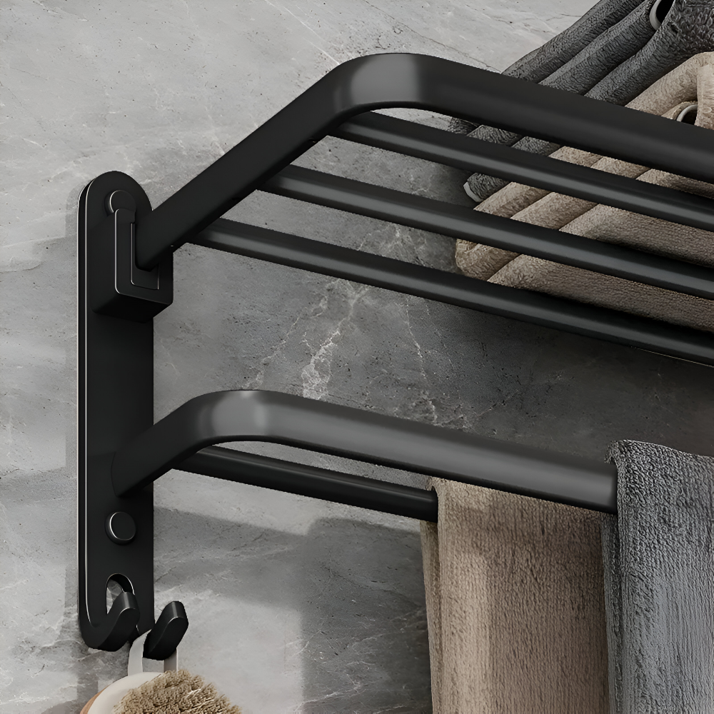 SleekBlack Handtuchhalter - Premium Aluminium Handtuchständer mit Haken