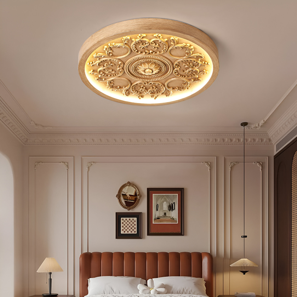 Sleek Geschnitzte Flora LED Deckenleuchte - Deckenleuchte mit Minimalistischem Design aus Harz für Schlafzimmer