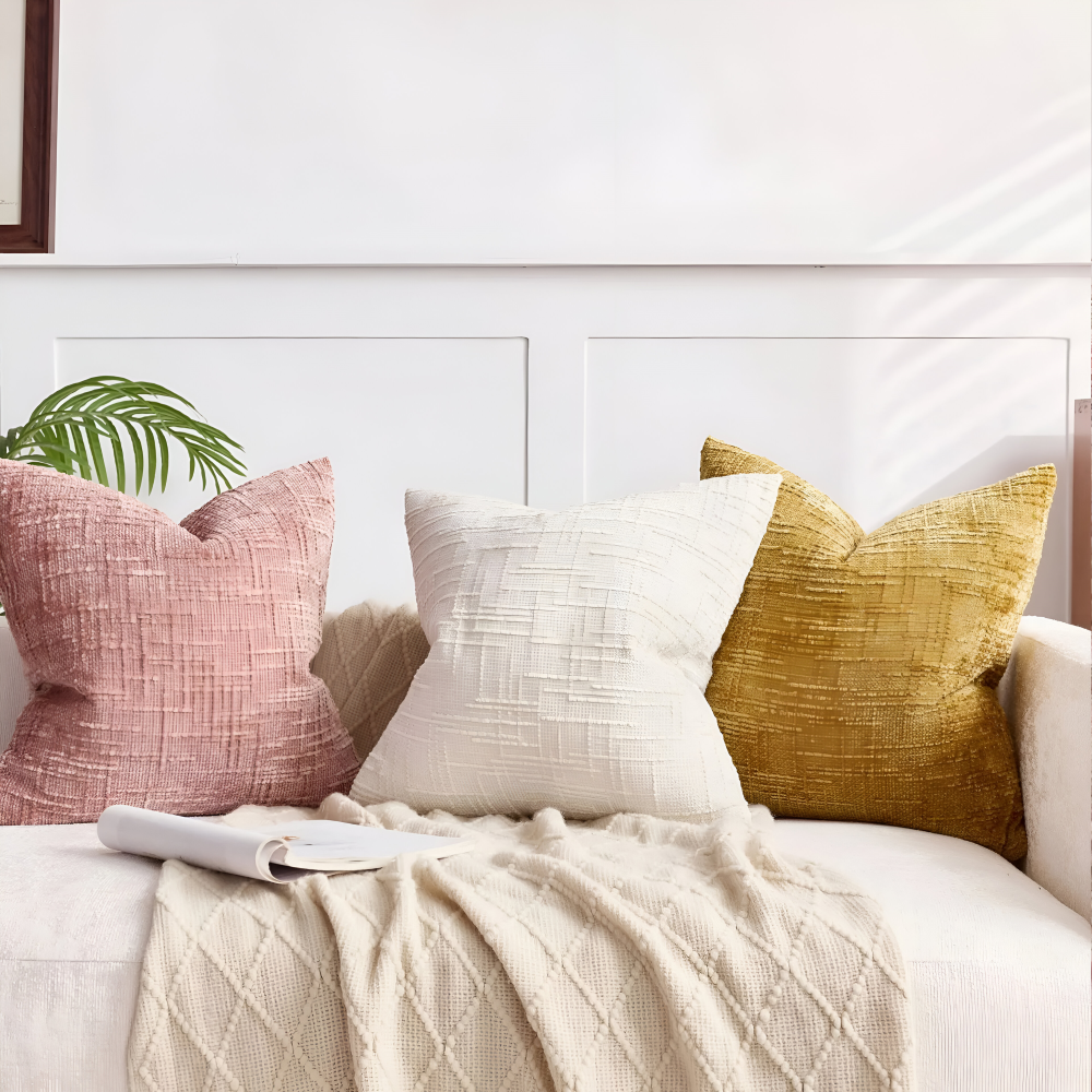 Weiches Chenille Kissenbezug mit Reißverschluss - Einfarbiger Kissenbezug für Sofa und Schlafzimmerdekoration
