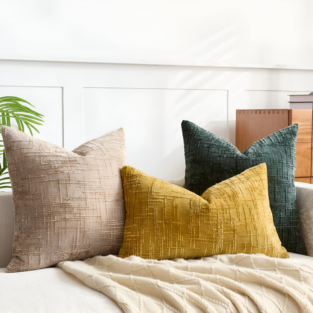 Weiches Chenille Kissenbezug mit Reißverschluss - Einfarbiger Kissenbezug für Sofa und Schlafzimmerdekoration