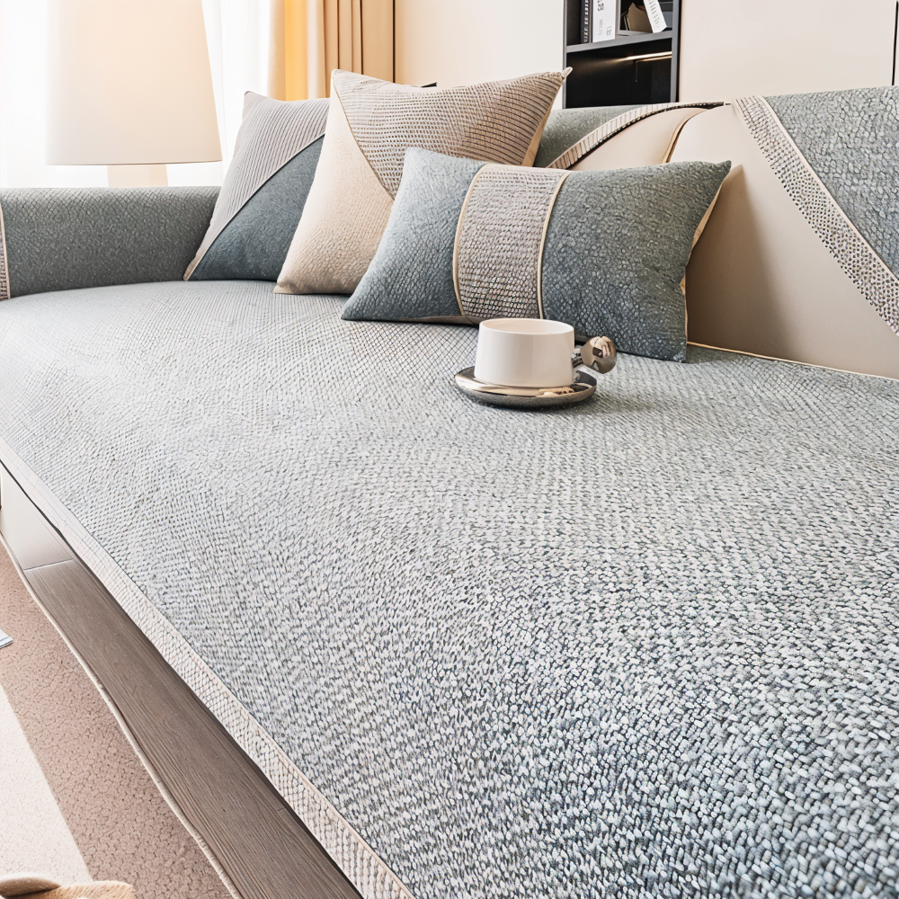 Solide Plain Sofabezug - Langlebige Baumwolle & Leinen Polyester Rutschfest Couchbezug