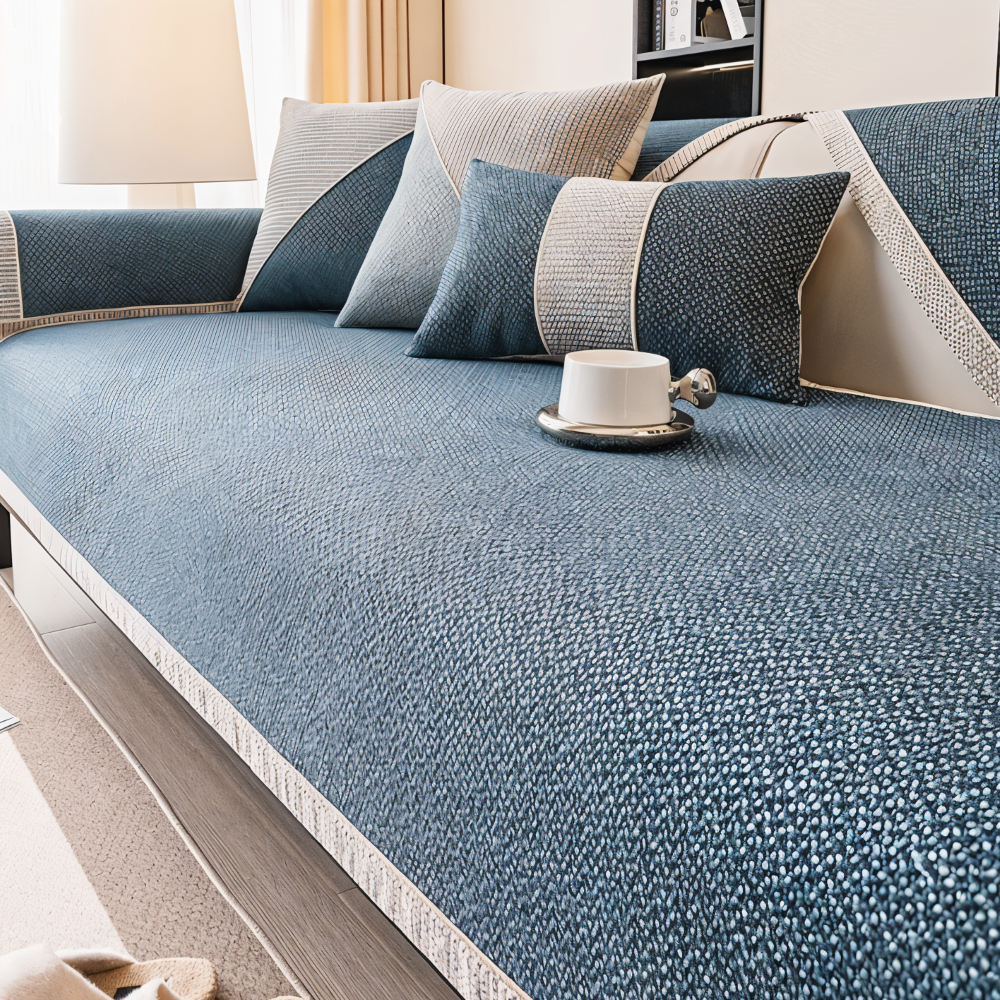 Solide Plain Sofabezug - Langlebige Baumwolle & Leinen Polyester Rutschfest Couchbezug