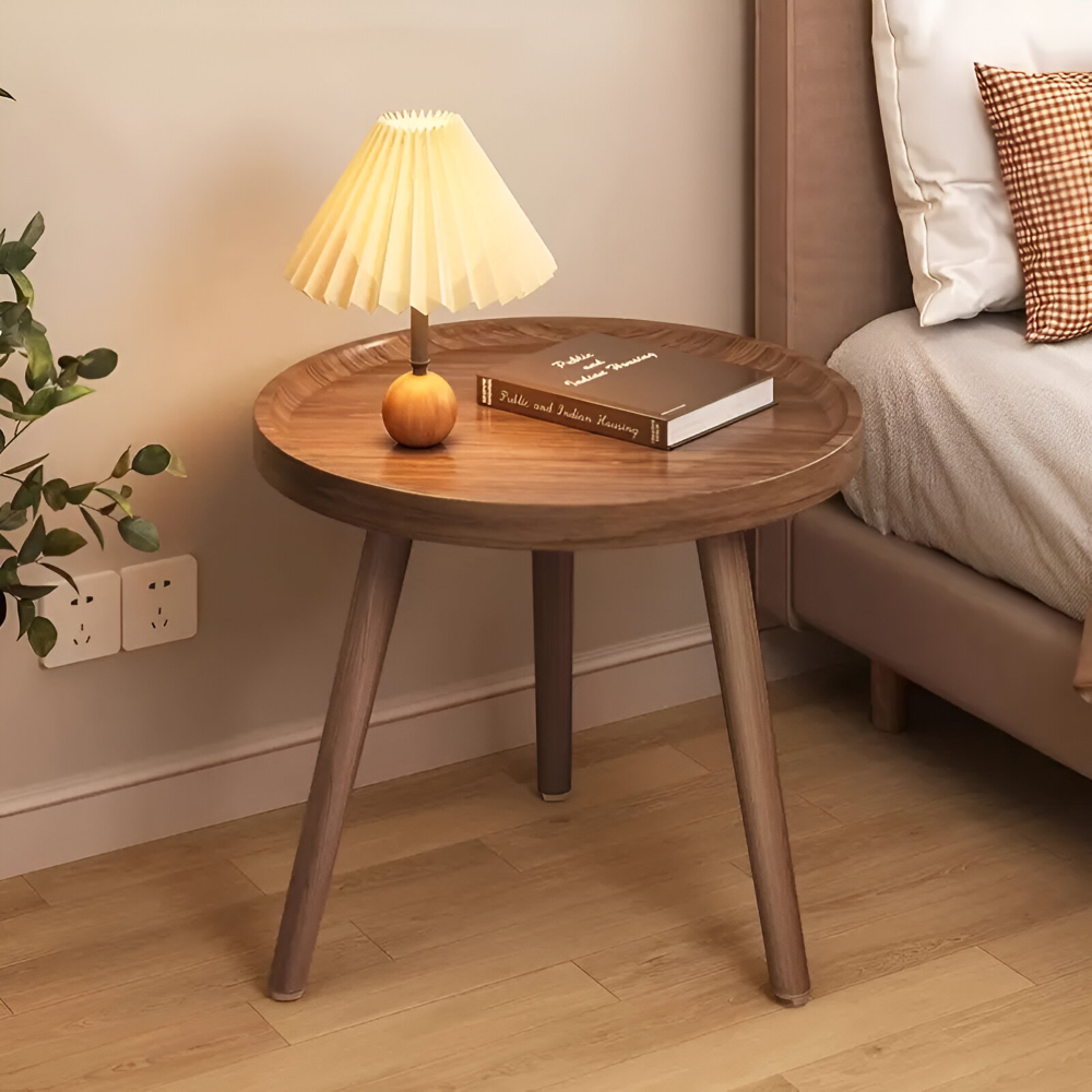 Platzsparender Runder Holz-Beistelltisch - Vielseitiger Akzenttisch für das Wohnzimmer