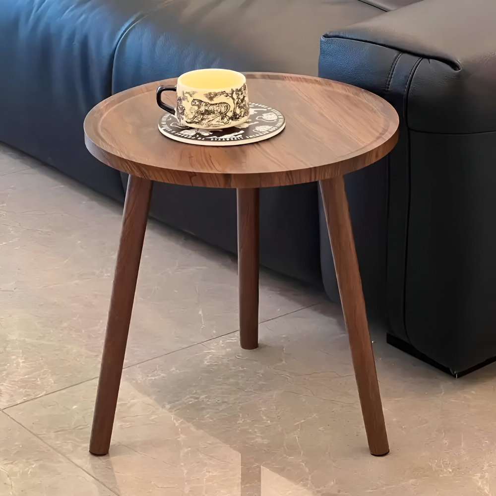 Platzsparender Runder Holz-Beistelltisch - Vielseitiger Akzenttisch für das Wohnzimmer