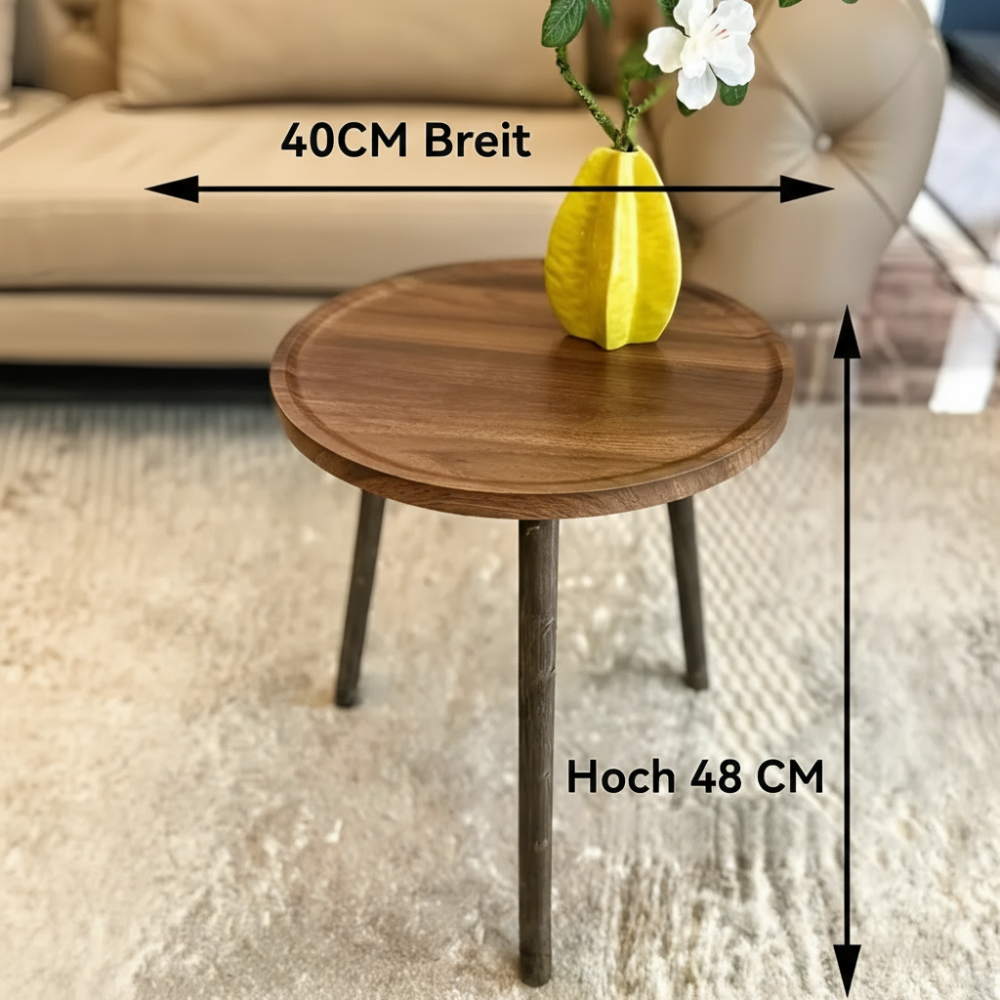 Platzsparender Runder Holz-Beistelltisch - Vielseitiger Akzenttisch für das Wohnzimmer