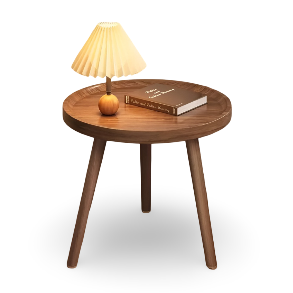 Platzsparender Runder Holz-Beistelltisch - Vielseitiger Akzenttisch für das Wohnzimmer