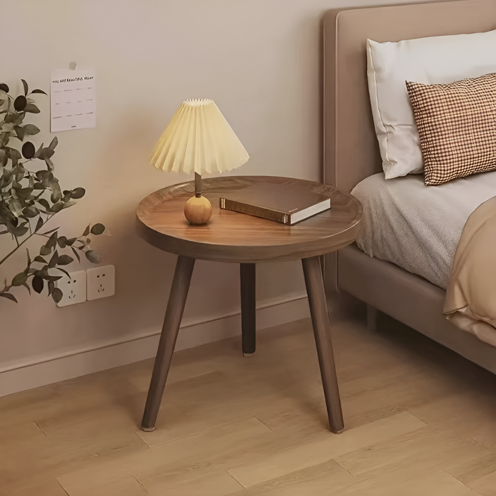 Platzsparender Runder Holz-Beistelltisch - Vielseitiger Akzenttisch für das Wohnzimmer