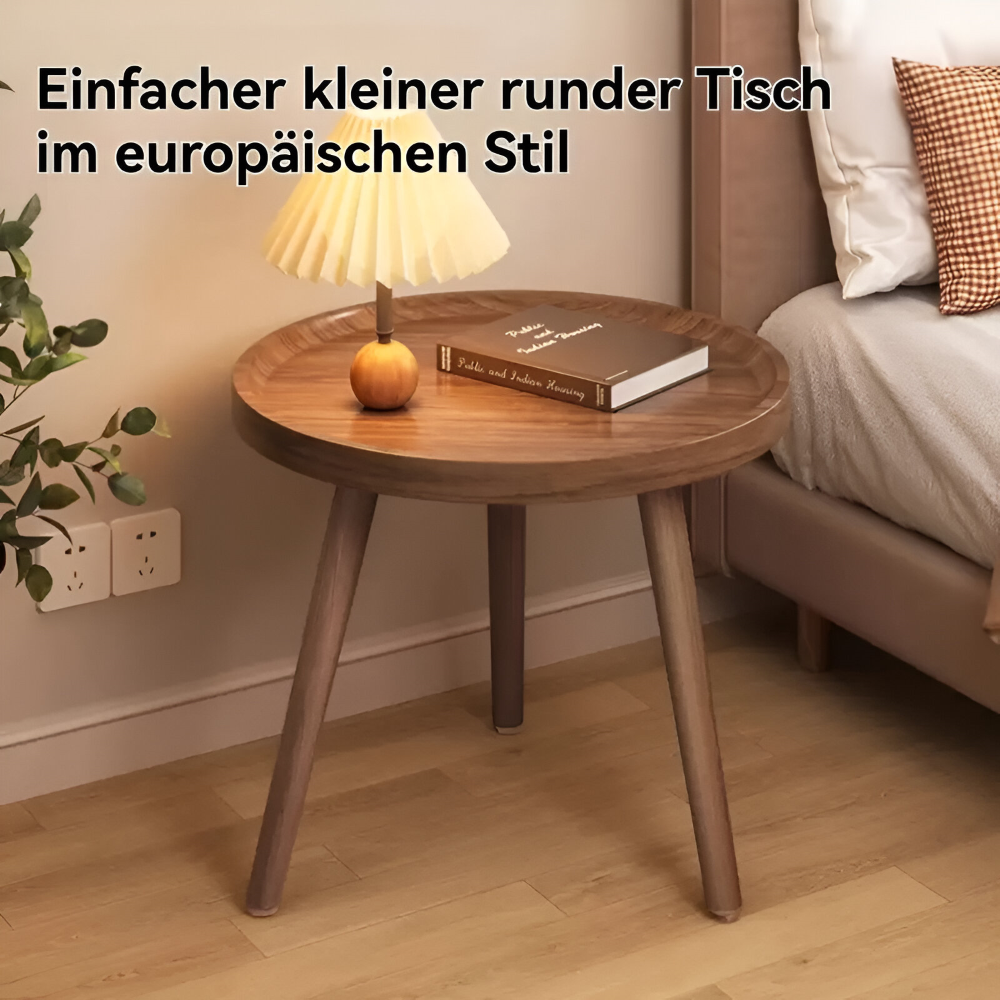 Platzsparender Runder Holz-Beistelltisch - Vielseitiger Akzenttisch für das Wohnzimmer