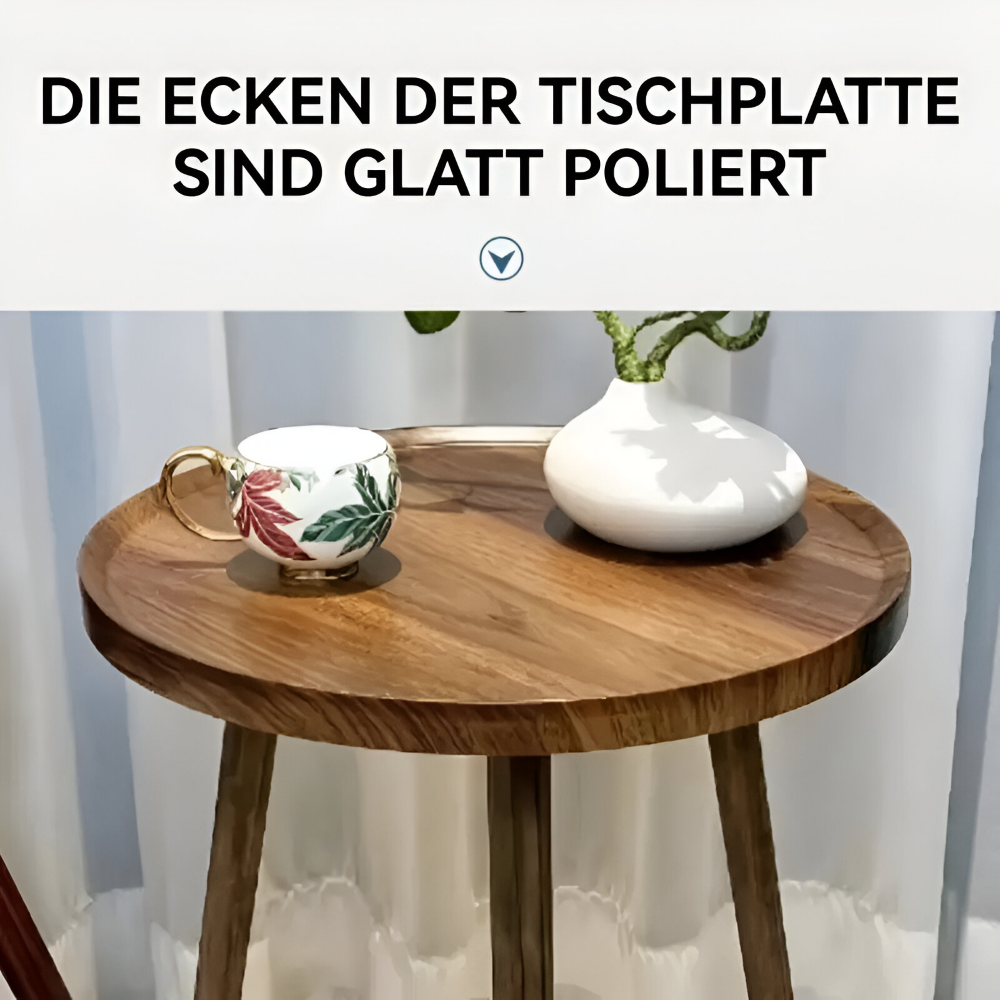Platzsparender Runder Holz-Beistelltisch - Vielseitiger Akzenttisch für das Wohnzimmer