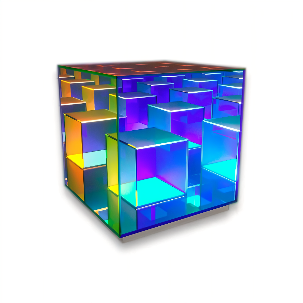 Spectra-Cube Tischlampe - Regenbogen Acryl LED Lampe mit Faszinierender 3D Illusion