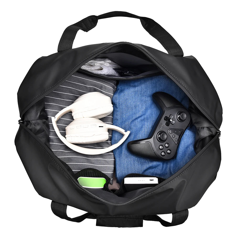 Sportliche PU Sporttasche - Elegante Schwarze Fitness- und Reisetasche mit Verstellbarem Schultergurt 2