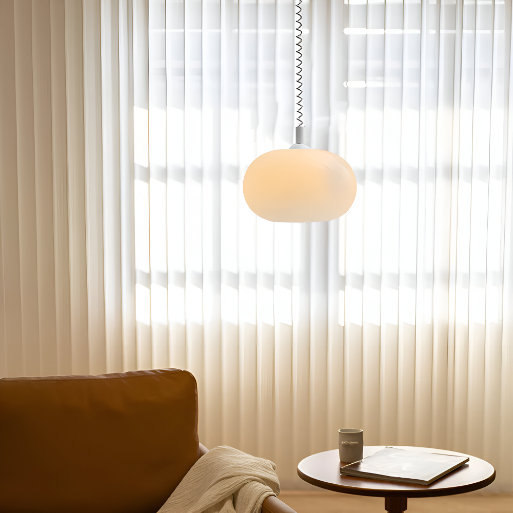 SpringPop Hängelampe - Macaron Pendelleuchte Milchglas - Lampe Drahtfeder
