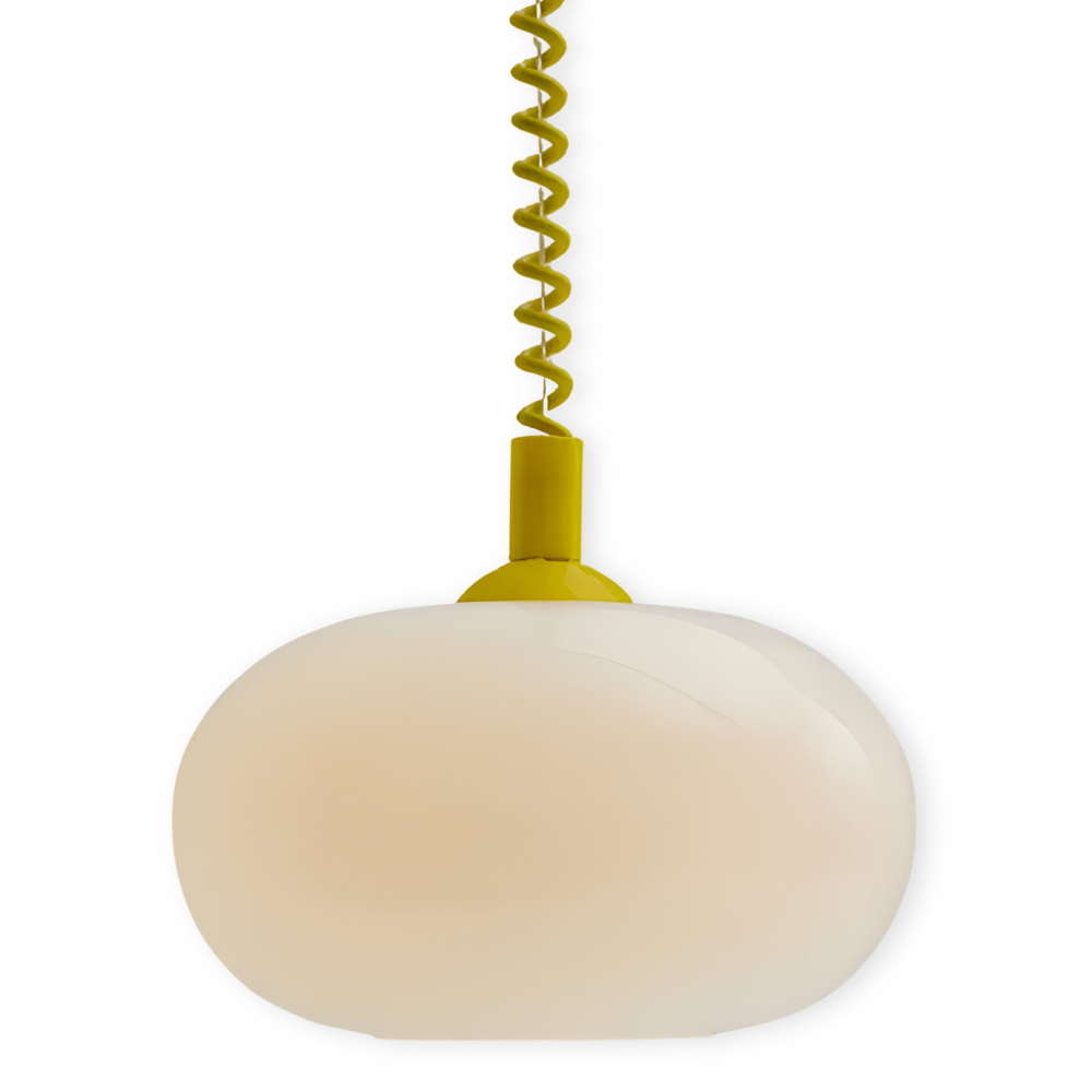 SpringPop Hängelampe - Macaron Pendelleuchte Milchglas - Lampe Drahtfeder