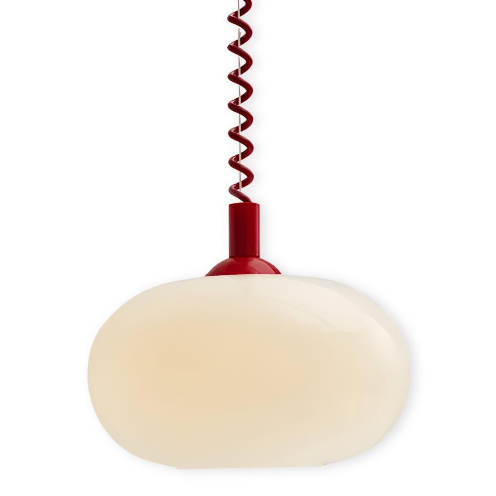 SpringPop Hängelampe - Macaron Pendelleuchte Milchglas - Lampe Drahtfeder
