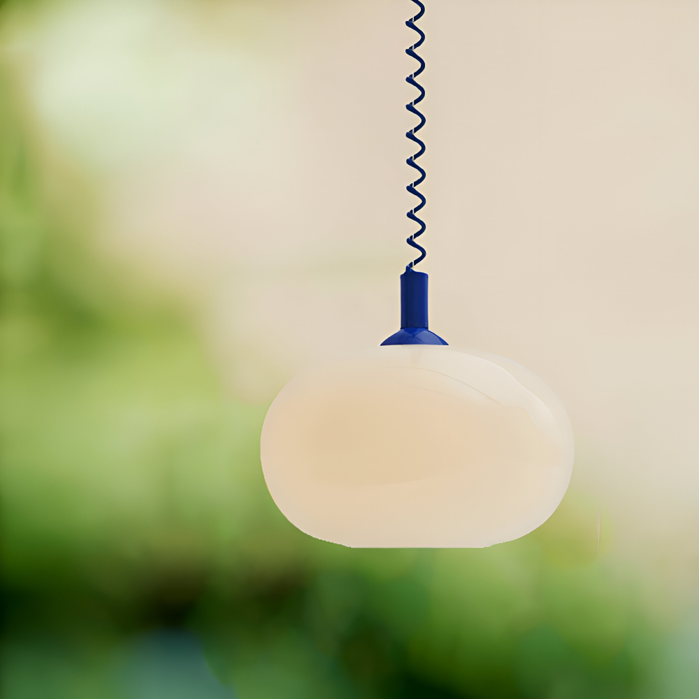 SpringPop Hängelampe - Macaron Pendelleuchte Milchglas - Lampe Drahtfeder