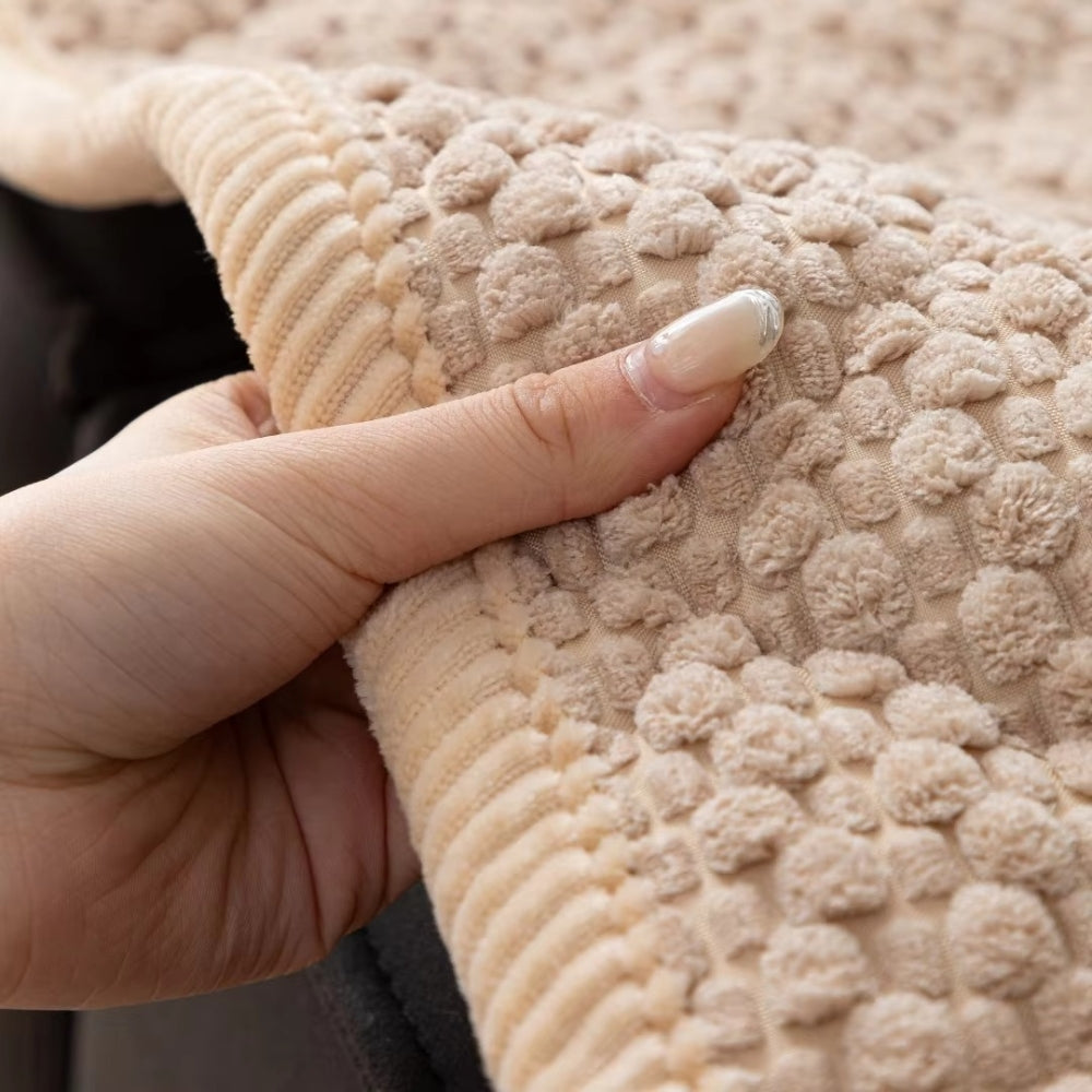 Strukturiertes Sofabezug - Mikrofaser Beige Haustiersicherer Schutz für Wohnzimmer 1