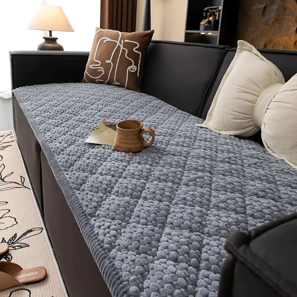 Strukturiertes Sofabezug - Mikrofaser Beige Haustiersicherer Schutz für Wohnzimmer 5