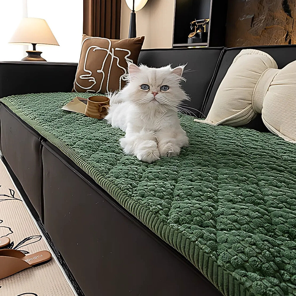 Strukturiertes Sofabezug - Mikrofaser Beige Haustiersicherer Schutz für Wohnzimmer 6