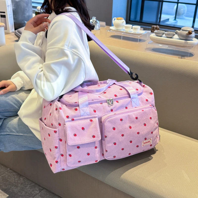 Stylische Große Cord Reisetasche Damen - Praktisches Schuhfach für Wochenendausflüge 0