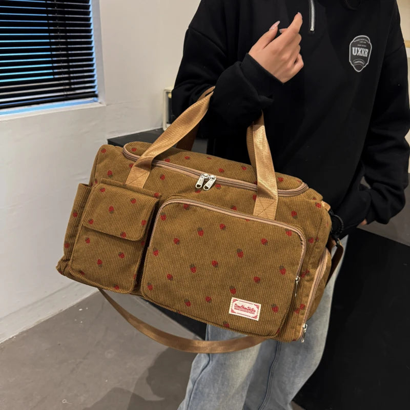 Stylische Große Cord Reisetasche Damen - Praktisches Schuhfach für Wochenendausflüge 5