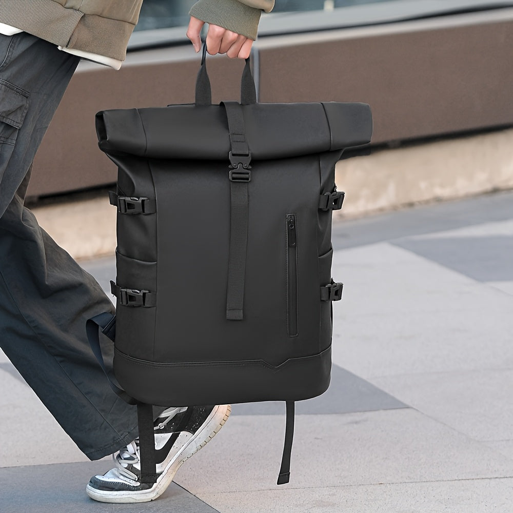 Stylischer Laptop Rucksack - Wasserdichtes Polyester-Nylon in Schwarz für Herren 7