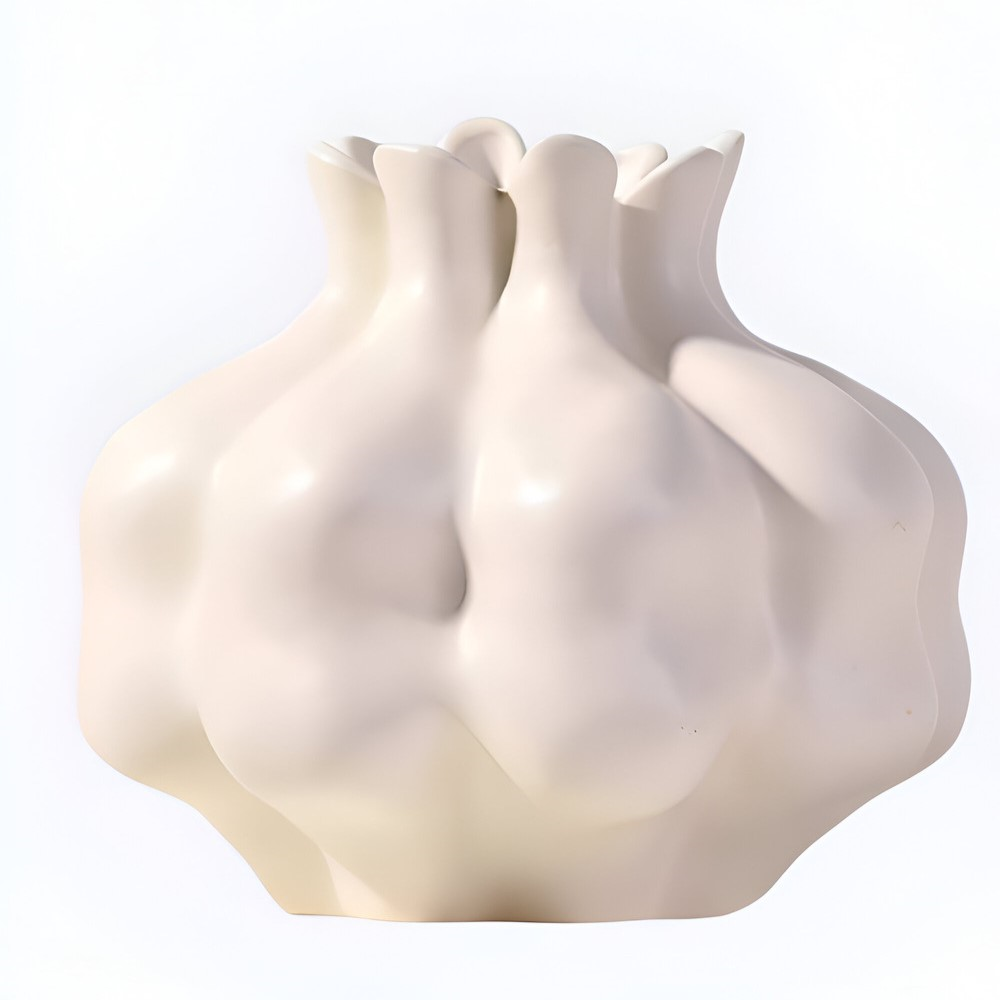 Stilvolle Cremefarbene Granatapfel Vase aus Keramik – Kunstvolle Wohnraumdekoration