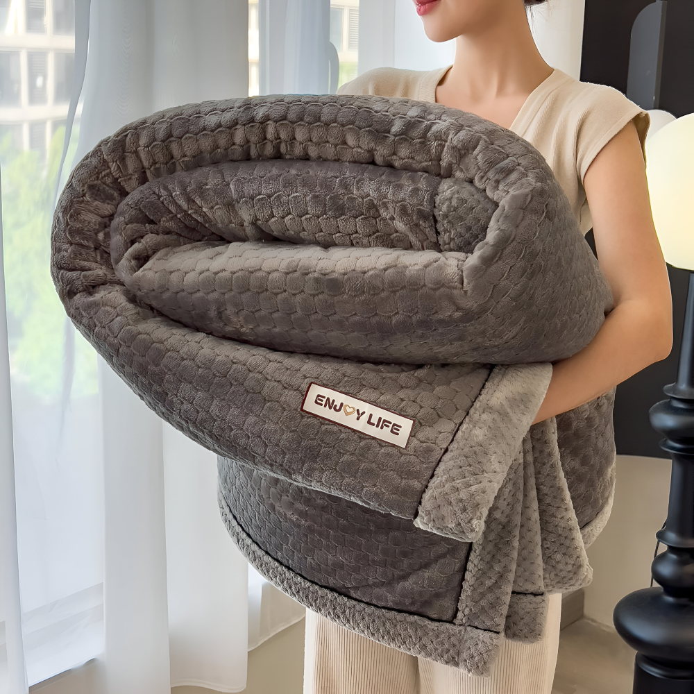 Stilvolle Ultra-weiche Plüsch Kusheldecke - Luxuriöse Ganzjahres Wurfdecke - Dickes und Flauschiges Winterwärme Essential