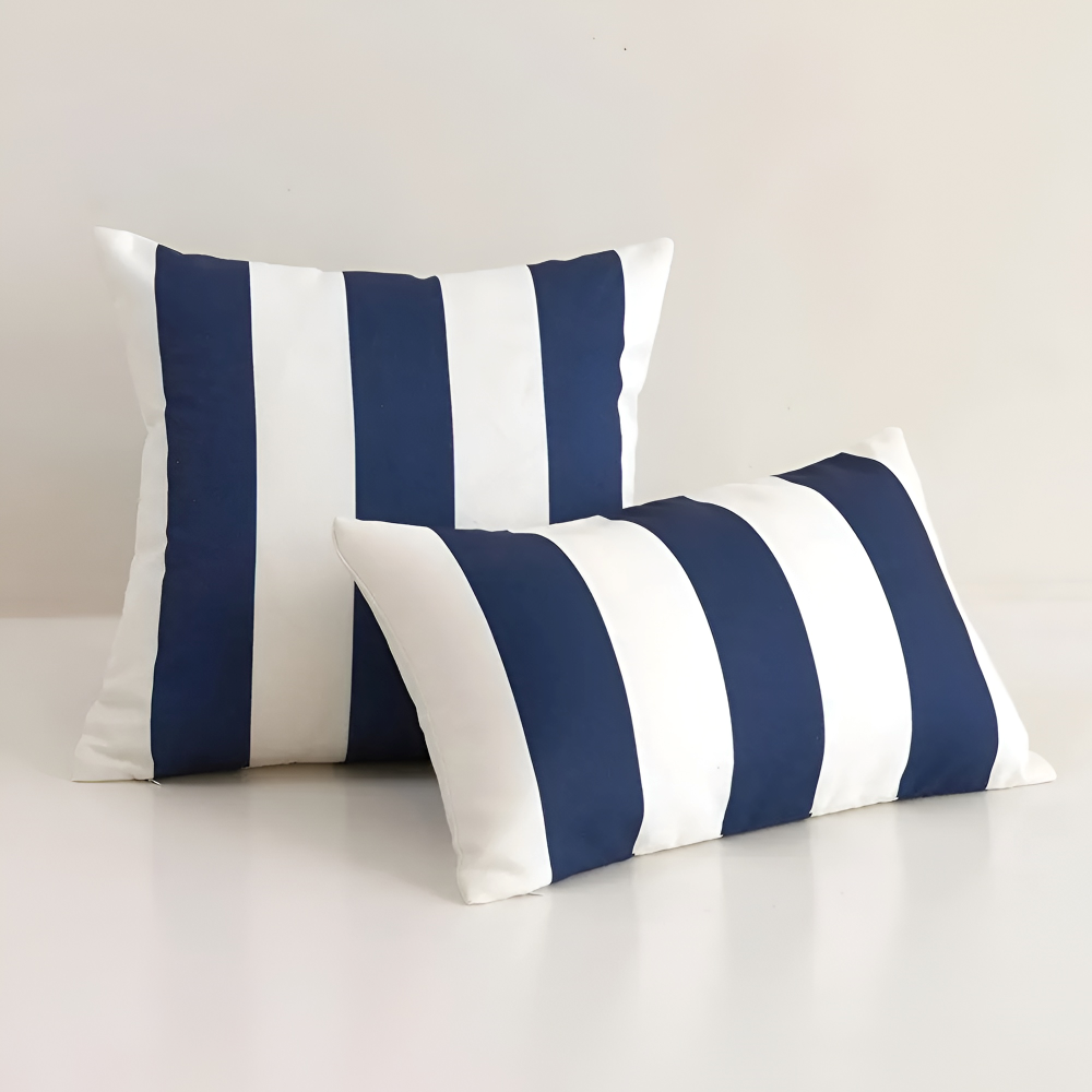 Sommerlicher Gestreifter Kissenbezug - Outdoor-Kissen Wetterfest 45x45 cm für Sofa und Couch