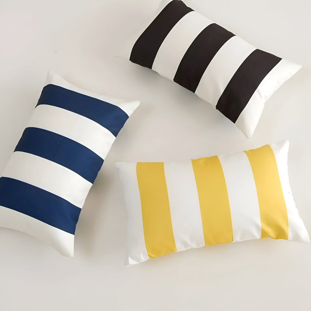 Sommerlicher Gestreifter Kissenbezug - Outdoor-Kissen Wetterfest 45x45 cm für Sofa und Couch